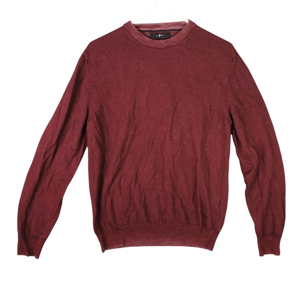 7 For All Mankind Sweater Men Size Small Red Merino Wool Crew Neck Italy Made